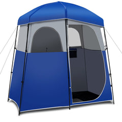 Favory Double - Room Shower Tent, Oversize Space Privacy Shelter for Camping with Floor, Portable Camping Changing Tent with Removable Rain Fly, Storage Bag for Dressing, Toilet, Brown