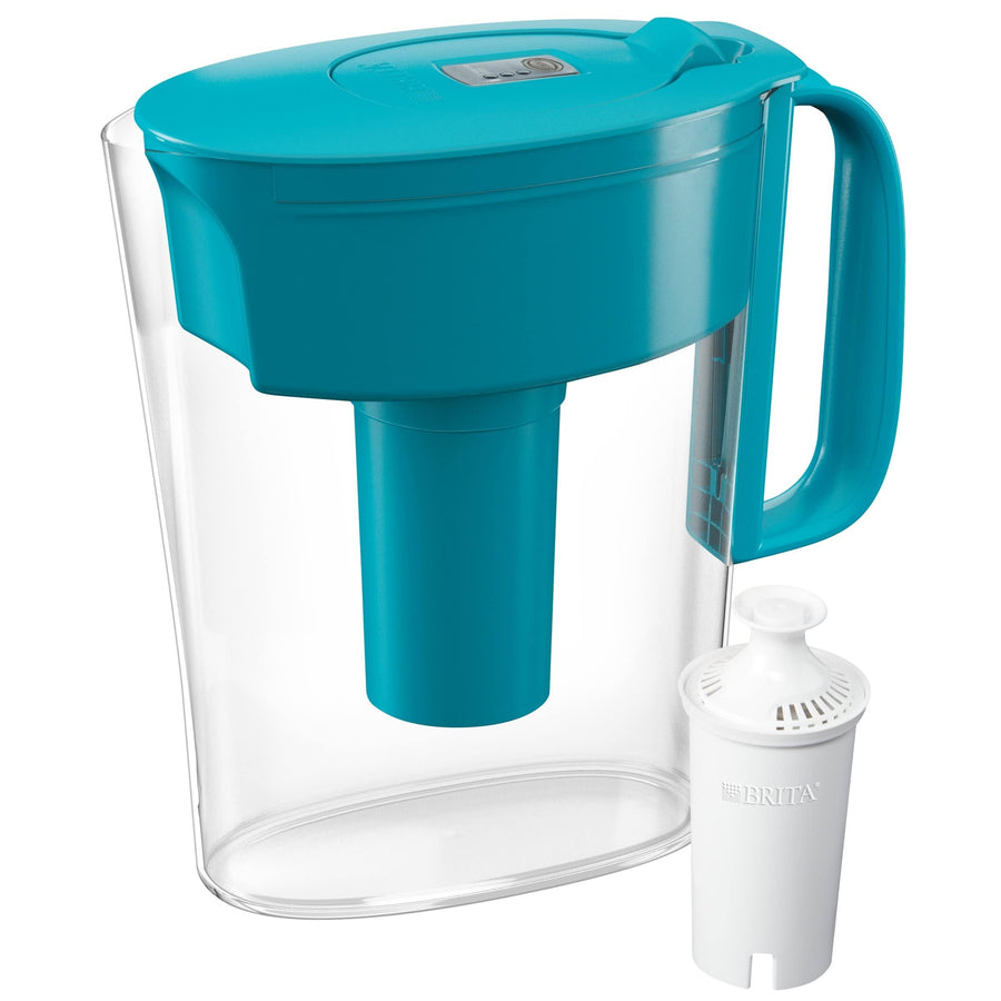 Brita Water Filter Pitcher for Tap and Drinking Water with 1 Standard Filter, Lasts 2 Months, 6-Cup Capacity, BPA Free, Turquoise