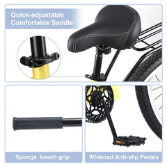 Single Speed Bicycles 26"inch, Steel Frame, Wide Wheels for Stability, Rear Coaster Brakes, Multiple Colors Men'S Beach Cruiser Bike