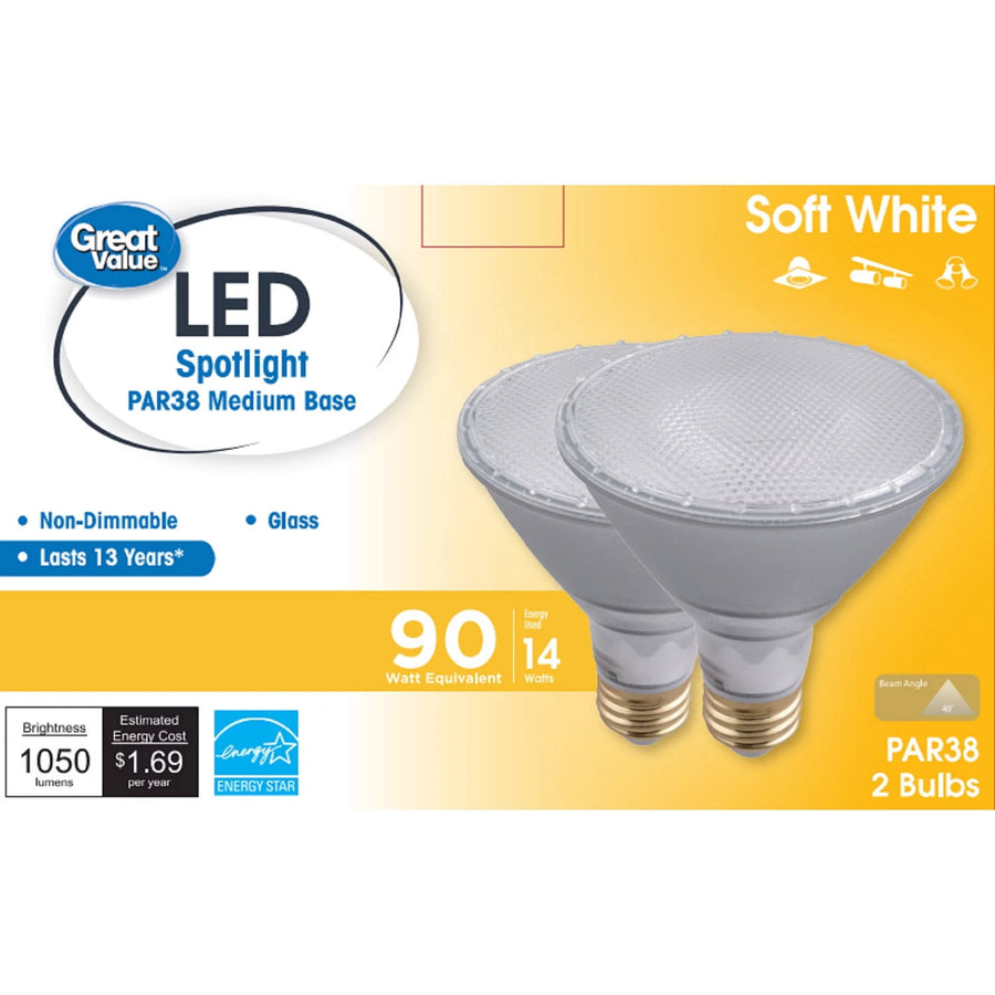 Great Value LED Light Bulb 90W Eqv. PAR38 Warmwhite 2 Pack