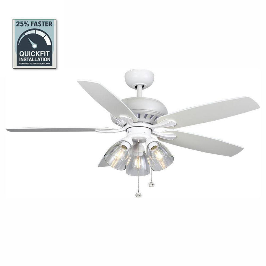 Hampton Bay Rockport 52 in. Matte White Ceiling Fan with LED Light Kit
